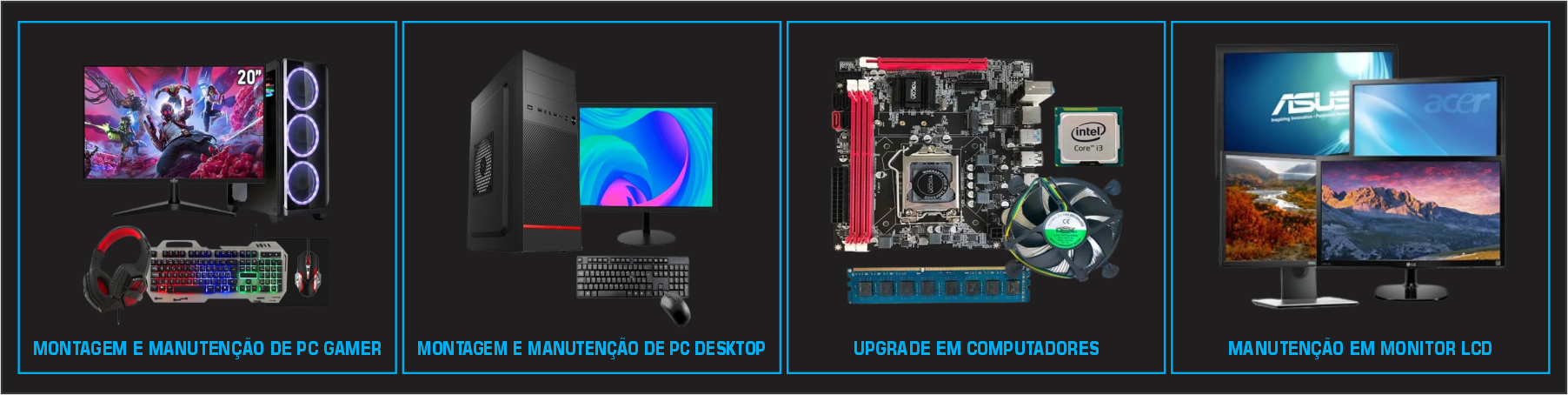 Central informática BH - Montagem, manutenção  de computador desktop, gamer e conserto de monitor LCD.